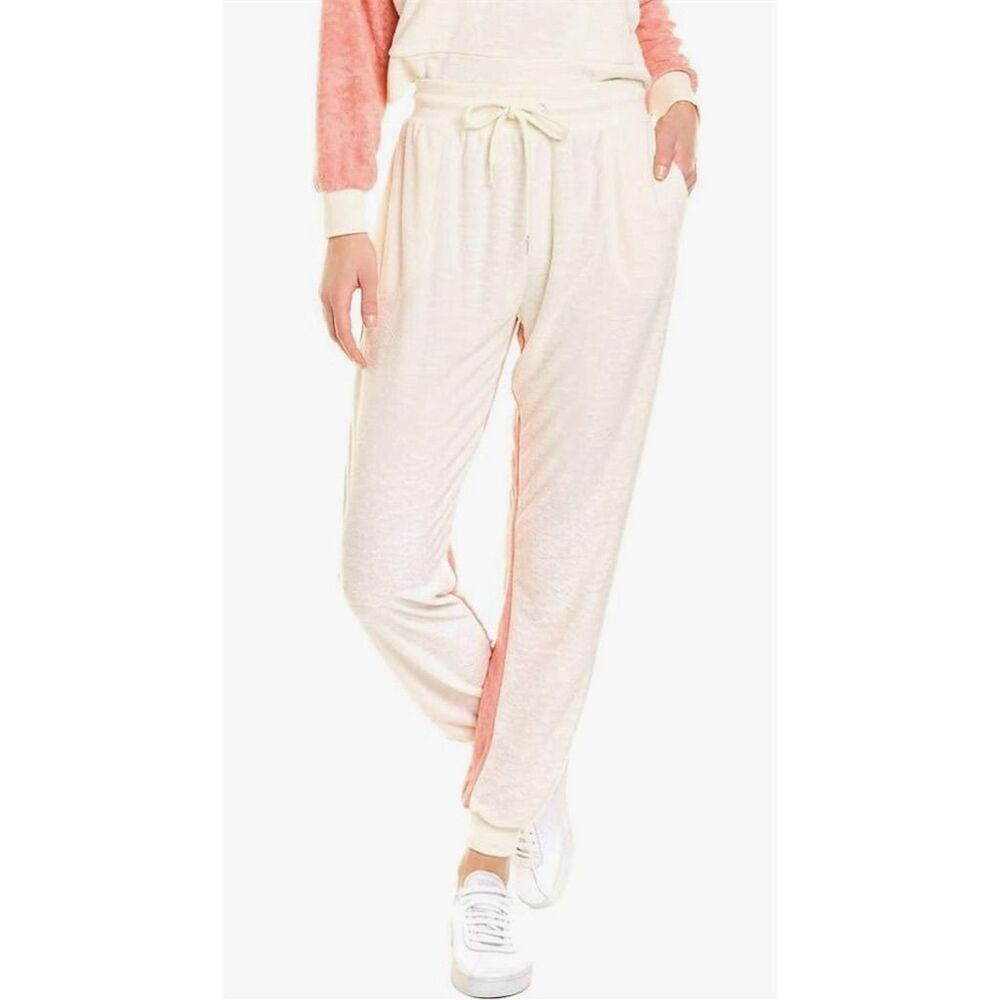 L*Space NWT Back At It Drawstring Terry Pants in Primrose and Cream Size M